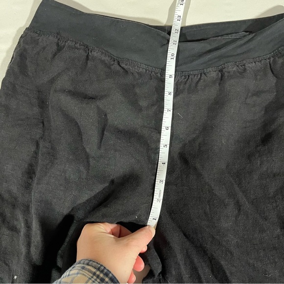 CUT LOOSE ~ Black High Waist Linen Pants with Elastic Stretch Waist Band - Picture 8 of 9